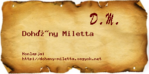 Dohány Miletta névjegykártya